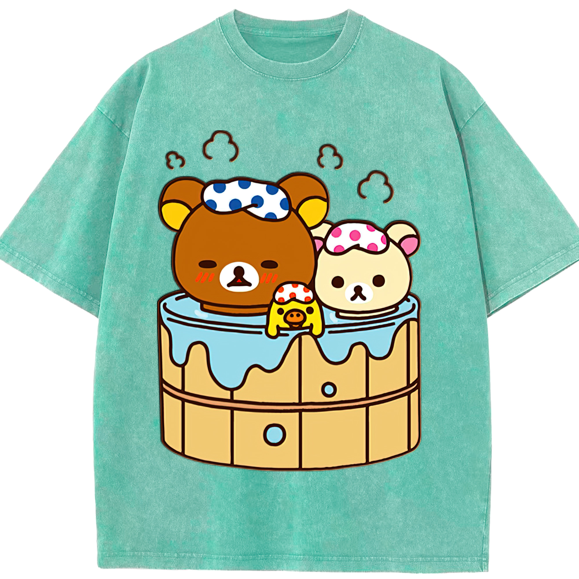 （画像用） リラックマ リラックマ キイロイトリ Rilakkuma Korilakkuma Kiiroitori 綿100% ヴィンテージ風 半袖Tシャツ（フロントプリント）